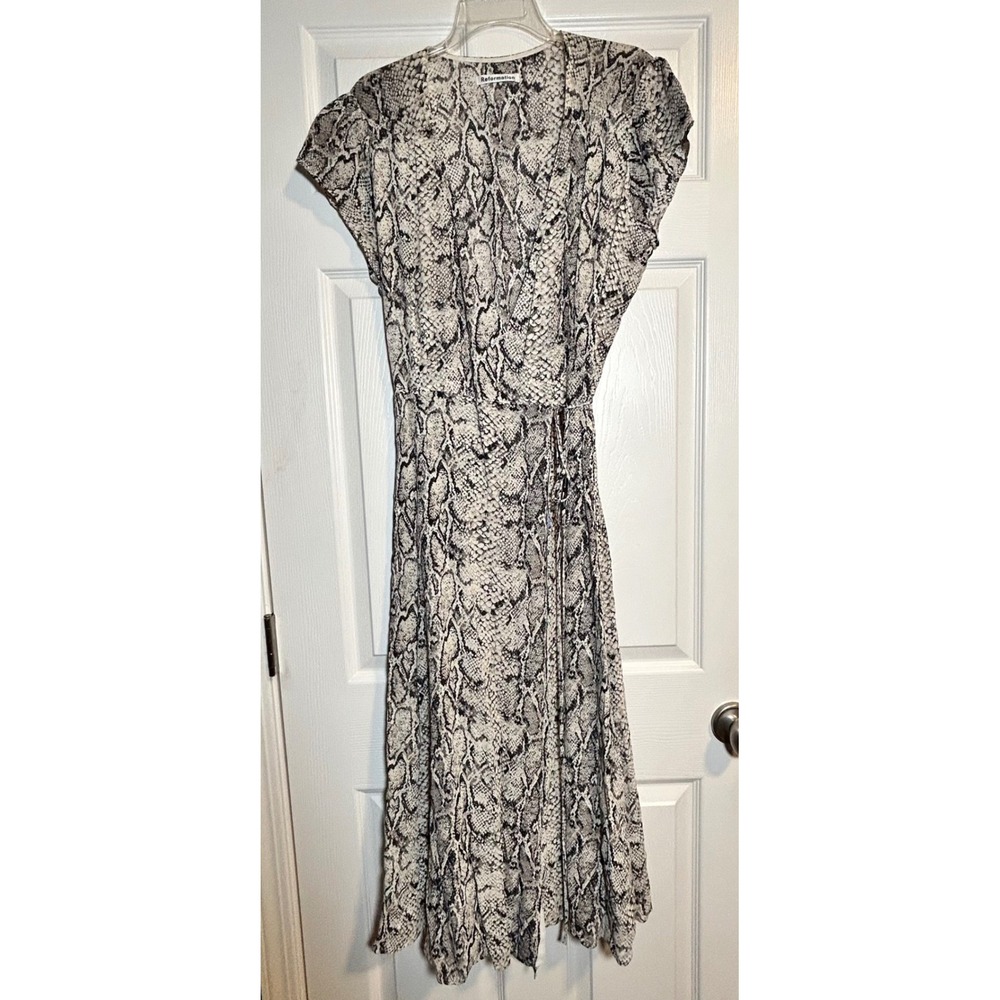 Reformation Snake Print Midi Dress in Black and White
